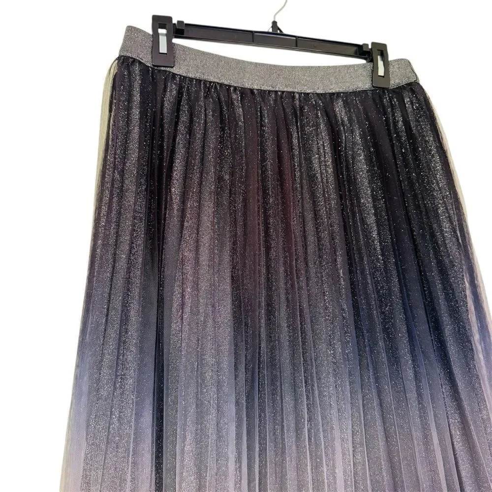 ICHI Nilpa Glitter Ombre Pleated Skirt Size Medium